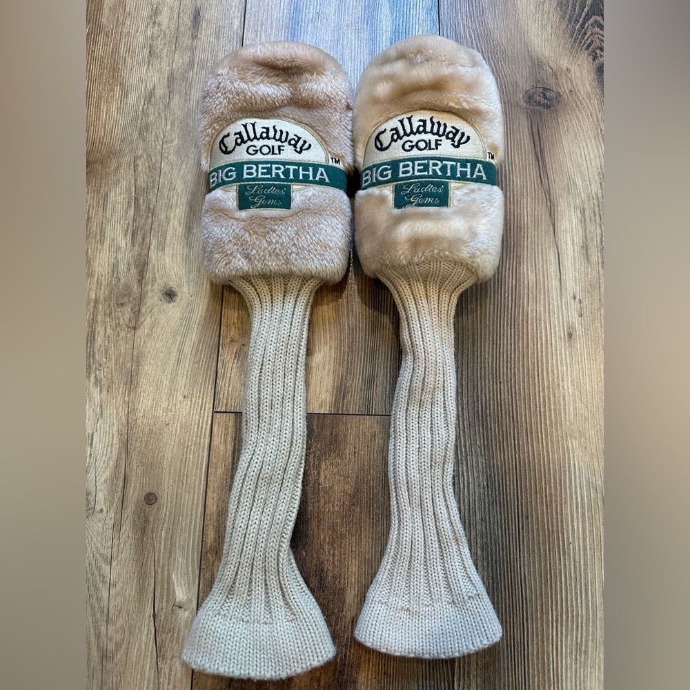 Callaway Beige Golf Headcovers with Green Accents